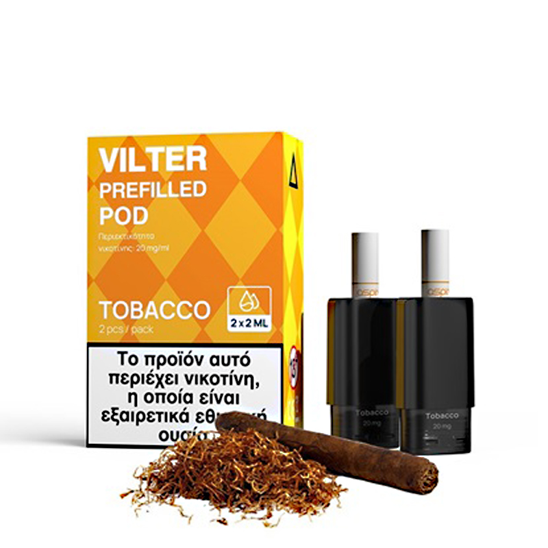 Aspire Vilter Prefilled Pod Tobacco 20mg 2x2ml -   Προγεμισμένα Pod για το Vilter,Vilter S και Vilter Fun με γεύση κλασσικού καπνού.  Η τέλεια λύση για ολοήμερη καπνική απόλαυση.