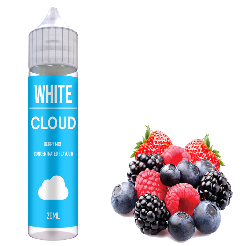 White Cloud (20ml to 60ml) - Ζουμερά, φρεσκοκομμέμα κόκκινα φρούτα και ήπια αρώματα από μύρτιλο, συνδυάζονται σε ένα απολαυστικό υγρό αναπλήρωσης.