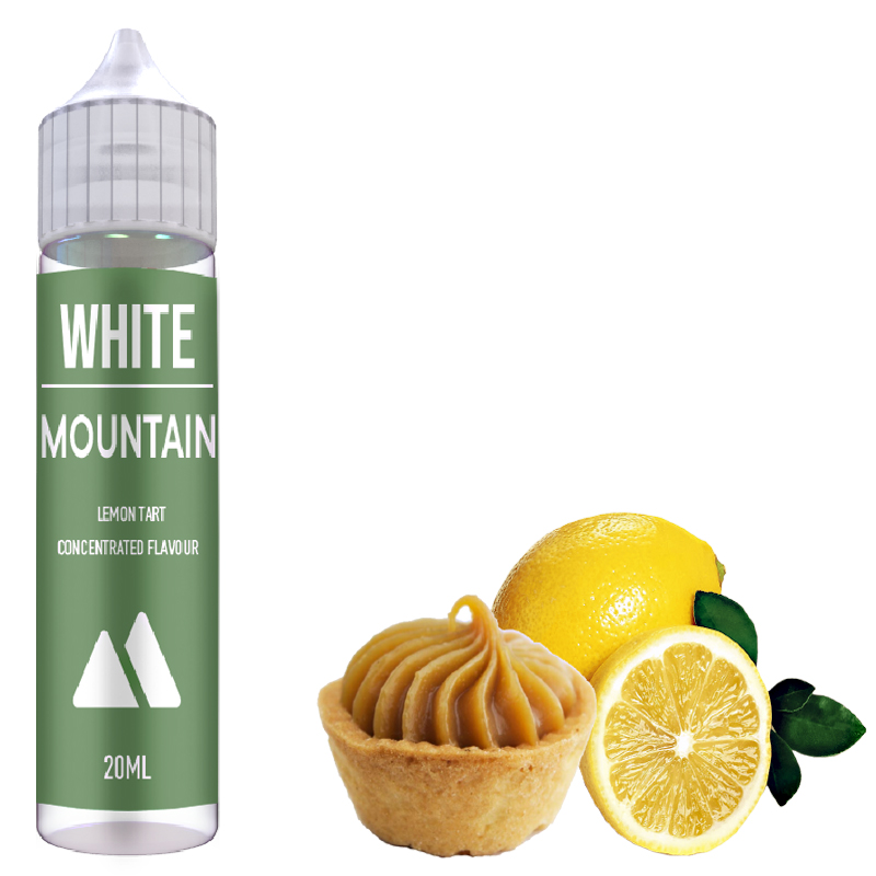 White Mountain (20ml to 60ml) - Βελούδινη και αρωματική κρέμα λεμόνι που συνοδεύεται από φρέσκα τριμμένα μπισκότα. Θα εκτοξεύσει την ατμιστική σας εμπειρία στα ύψη!