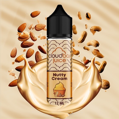 CloudBar Juice Nutty Cream 12ml/60ml - Απολαύστε την τέλεια αρμονία των πλούσιων, ψημένων ξηρών καρπών και της μεταξένιας κρέμας σε κάθε τζούρα. Αυτή η γεύση διαθέτει ένα μείγμα από φιστίκια, αμύγδαλα και μια ιδέα γλυκιάς βανίλιας, όλα περιτυλιγμένα σε μια βελούδινη, κρεμώδη βάση.